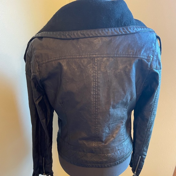 Jou Jou Faux Leather Motorcycle Moto Jacket - Picture 3 of 5